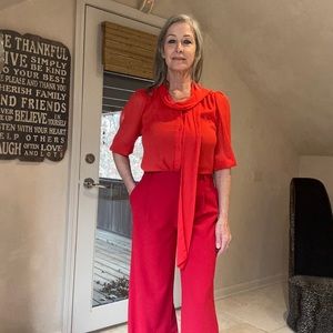 Alice + Olivia red professional suit blouse.